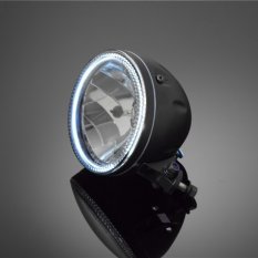 Hlavní světlo na motocykl Highway Hawk s obrysovým LED světlem (angle eyes), E-mark, černé, (1ks)
