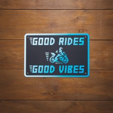 plechová cedule GOOD VIBES, OXFORD (modrá/černá, rozměr 90 x 60 cm)