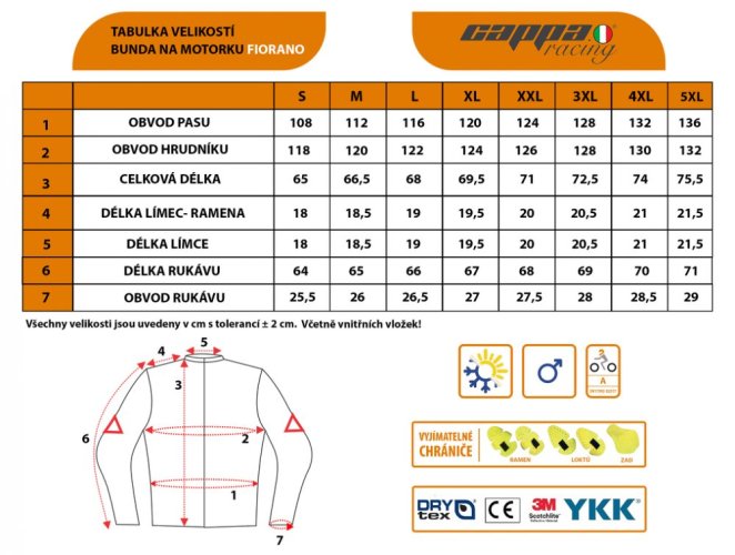 Moto bunda CAPPA FIORANO černá/fluo žlutá