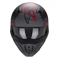 Moto přilba SCORPION COVERT-X WALL matná tmavě stříbrno/červená