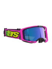 Brýle VISION 8 VISTA, ALPINESTARS (růžová fluo/žlutá fluo/zelená, zrcadlové modré plexi) 2026