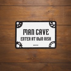 plechová cedule MAN CAVE, OXFORD (černá/bílá, rozměr 30 x 20 cm)