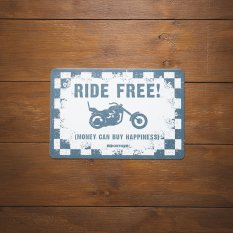 plechová cedule RIDE FREE, OXFORD (bílá/černá, rozměr 90 x 60 cm)