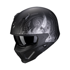 Moto přilba SCORPION COVERT-X TATTOO matná černo/stříbrná