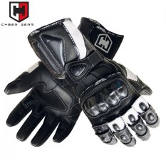Pánské kožené moto rukavice CYBER GEAR RAY, černo-bílé
