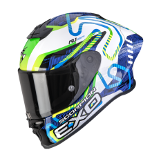 Moto přilba SCORPION EXO-R1 EVO II AIR CORNERING bílo/modro/zelená