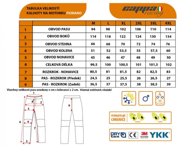 Kalhoty CAPPA FIORANO černo/fluo žluté