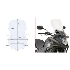 D1121ST plexi čiré Honda CB 500 X (13-18), vxš490x350 mm, o 190 mm vyšší než originál