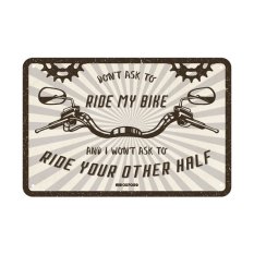 plechová cedule DON'T ASK TO RIDE MY BIKE, OXFORD (krémová/černá, rozměr 30 x 20 cm)