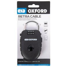 Svinovací lankový zámek RETRACTABLE COMBINATION LOCK, OXFORD (délka 0,75 m, tl. 2,4 mm, černý)