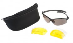Brýle s vyměnitelnými skly (čiré, sluneční, žluté), NOX