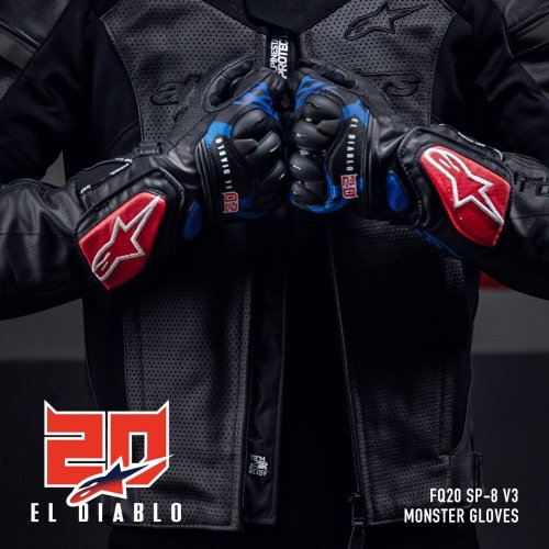 rukavice SP-8 3 MONSTER FQ20 kolekce, ALPINESTARS (černá/červená/modrá/bílá) 2024