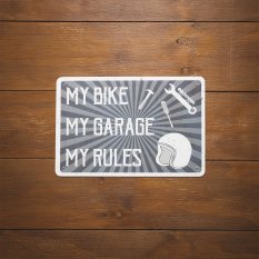 plechová cedule MY RULES, OXFORD (šedá/krémová, rozměr 30 x 20 cm)