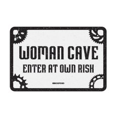 plechová cedule WOMAN CAVE, OXFORD (černá/bílá, rozměr 30 x 20 cm)