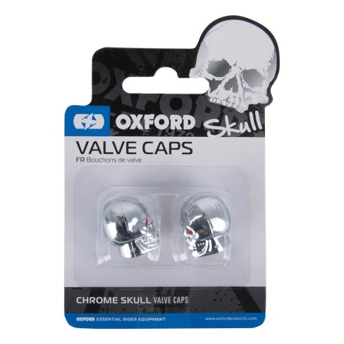 kovové čepičky ventilků Skull, OXFORD - Anglie (stříbrná, pár)