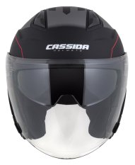 přilba Jet Tech RoxoR, CASSIDA (černá matná/bílá/červená/šedá)