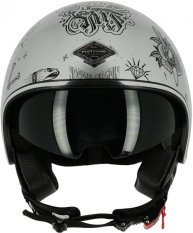 Moto přilba ASTONE MINIJET S 66 FLASH TATTOO stříbrná