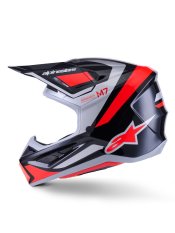 Přilba SM7 RISE, ALPINESTARS (černá/stříbrná/červená fluo) 2026