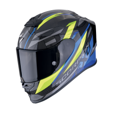 Moto přilba SCORPION EXO-R1 EVO CARBON AIR RUNNER černo/modro/fluo žlutá