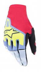 rukavice TECHSTAR, ALPINESTARS (světle modrá/červená/žlutá fluo/černá) 2024