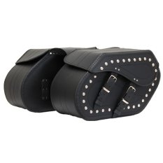 Kožené moto brašny TechStar Chopper zdobené cvoky, černé