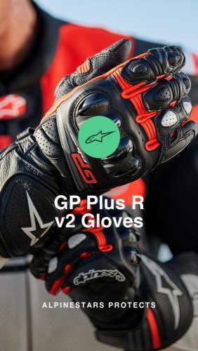 rukavice GP PLUS R V2 2022, ALPINESTARS (černá/červená fluo)