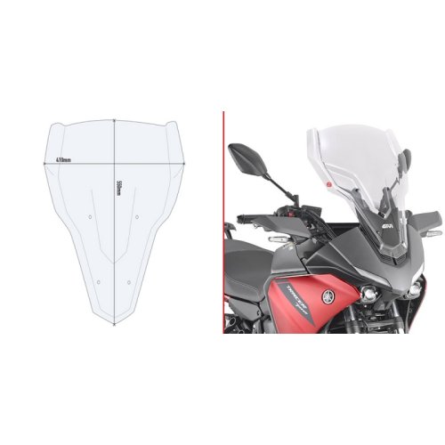 D2148ST plexi čiré Yamaha Tracer 7 (20-21), vxš550x410 mm, vyšší o 175 mm než originál