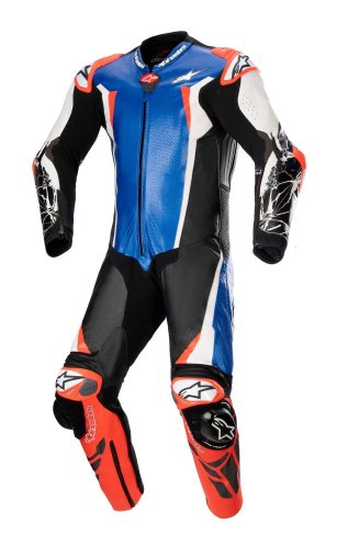 jednodílná kombinéza RACING ABSOLUTE 2, TECH-AIR kompatibilní, ALPINESTARS (metalická modrá/černá/bílá/červená fluo) 2024