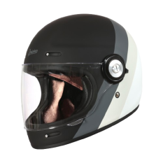 Retro helma na moto ORIGINE PRIMITIVE matná šedo/bílo/černá