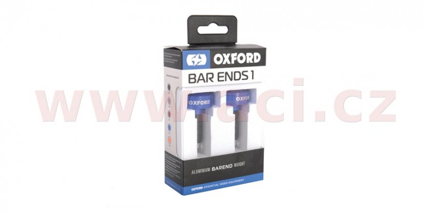 závaží řídítek Bar Ends 1 s redukcí pro vnitřní průměr 13 a 18 mm (vnější 22 a 28,6 mm), OXFORD - Anglie (modrý elox, pár)