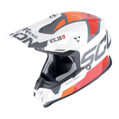 Moto přilba SCORPION VX-16 EVO AIR ANALOG bílo/oranžová