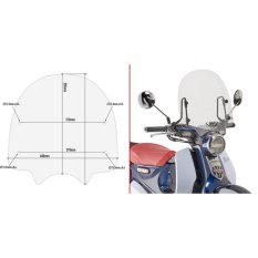1168A Plexi štít Honda Super Cub C 125 (18-25) vxš385 x 400 mm bez montážní sady - použij A1168A