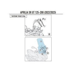 D6711KIT samostatná montážní sada pro čiré plexi 6711DT pro Aprilia SR 125-200 GT (22-25)