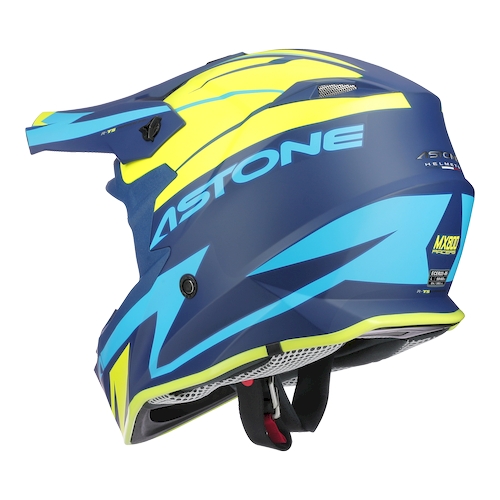 Moto přilba ASTONE MX800 RACERS matná modro/neonově žlutá + 2 ks brýle ARNETTE zdarma