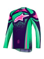 dres TECHSTAR NOMUR, ALPINESTARS (tmavě fialová/zelená/růžová fluo) 2026