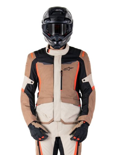 bunda ST-1 WATERPROOF, ALPINESTARS (tmavá khaki/písková/černá/červená fluo) 2025