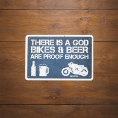 plechová cedule THERE IS A GOD, OXFORD (šedá/bílá, rozměr 90 x 60 cm)