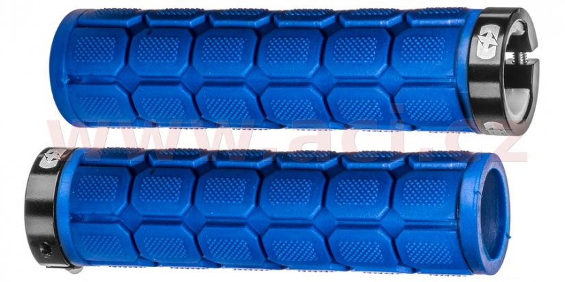 gripy LOCK-ON se šroubovacími objímkami a větší tl. úchopu, OXFORD (tmavě modré, délka 130mm, 1 pár)