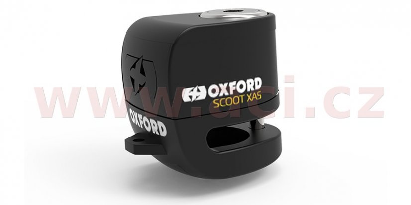 zámek kotoučové brzdy Micro XA5, OXFORD (integrovaný alarm, černý, průměr čepu 5,5 mm)