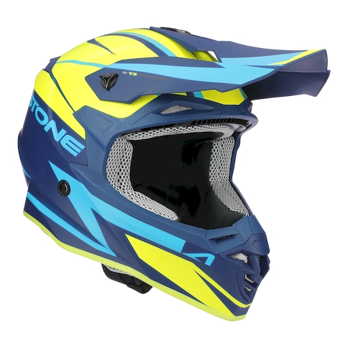 Moto přilba ASTONE MX800 RACERS matná modro/neonově žlutá + 2 ks brýle ARNETTE zdarma