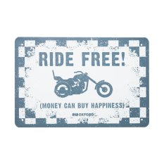 plechová cedule RIDE FREE, OXFORD (bílá/černá, rozměr 90 x 60 cm)