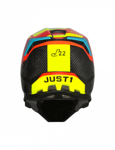 Moto přilba JUST1 J22C ADRENALINE carbon červeno/modro/fluo žlutá