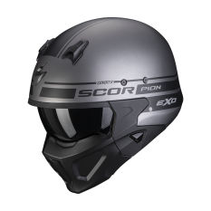 Moto přilba SCORPION COVERT-X TUSSLE matná stříbrno/černá