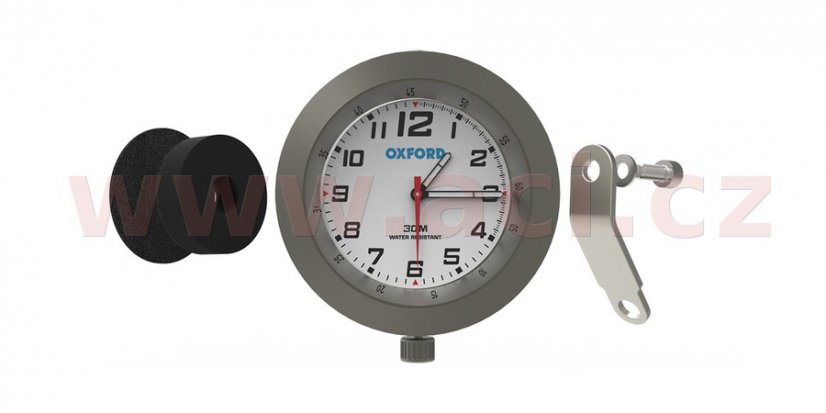 analogové hodiny, OXFORD - Anglie (stříbrný rámeček, luminiscenční ciferník)
