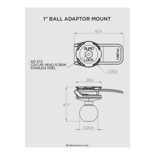 Quad Lock® 1" Ball Adaptor - adapter pro RAM držák (QLM-BAL-2)